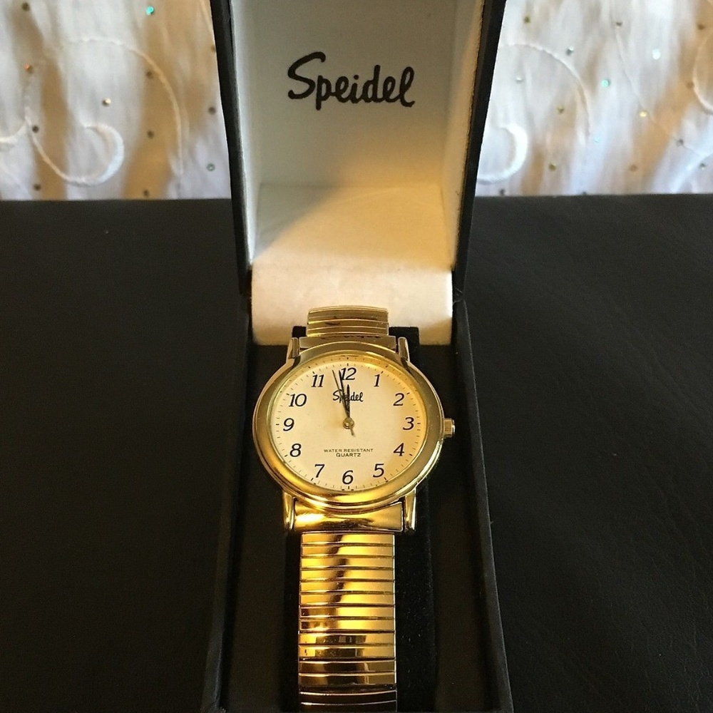 Speidel Men's  Goldtone Analog Watch Stretch Band